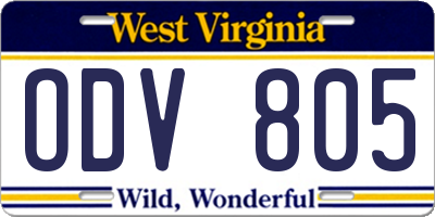 WV license plate ODV805