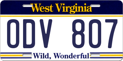 WV license plate ODV807