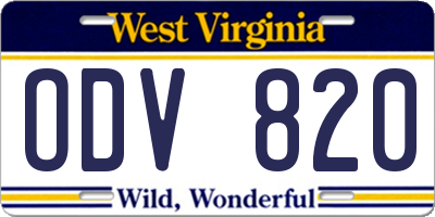 WV license plate ODV820