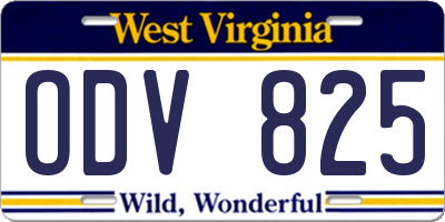 WV license plate ODV825