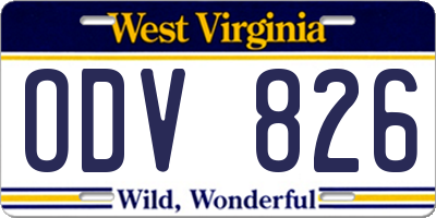 WV license plate ODV826