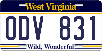 WV license plate ODV831