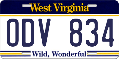 WV license plate ODV834