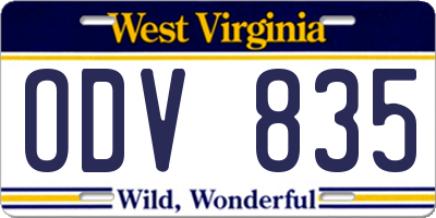 WV license plate ODV835
