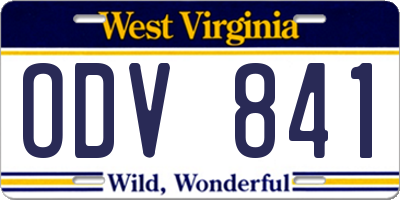 WV license plate ODV841