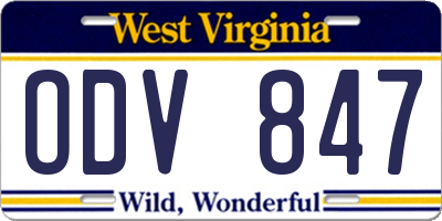 WV license plate ODV847