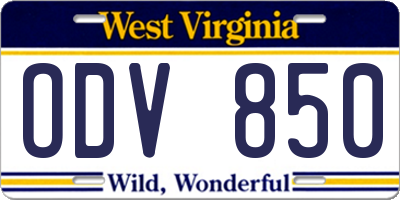 WV license plate ODV850