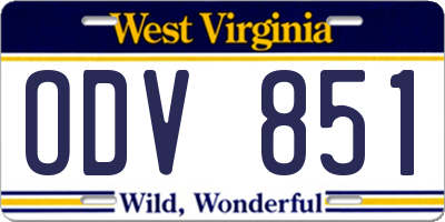 WV license plate ODV851