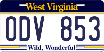 WV license plate ODV853