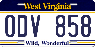 WV license plate ODV858