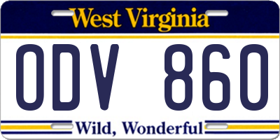 WV license plate ODV860