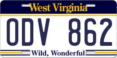 WV license plate ODV862