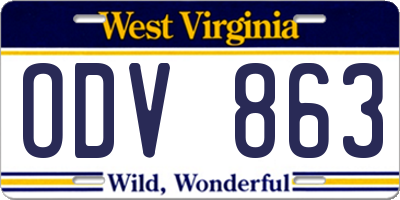 WV license plate ODV863