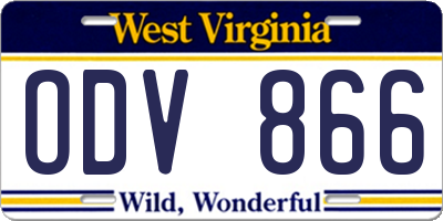 WV license plate ODV866