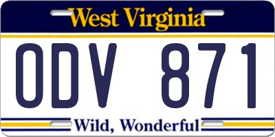 WV license plate ODV871
