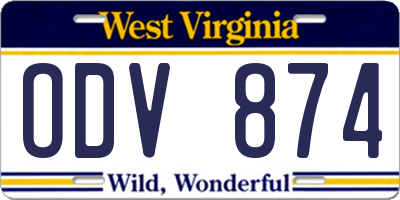 WV license plate ODV874