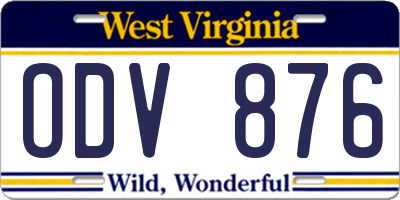 WV license plate ODV876