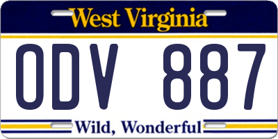 WV license plate ODV887