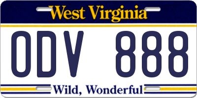 WV license plate ODV888