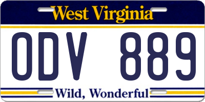 WV license plate ODV889