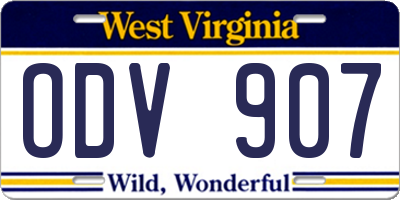 WV license plate ODV907