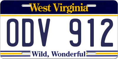 WV license plate ODV912