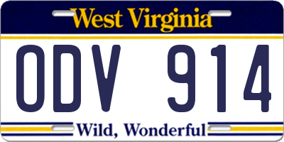 WV license plate ODV914