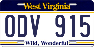 WV license plate ODV915