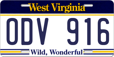 WV license plate ODV916