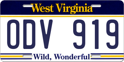 WV license plate ODV919
