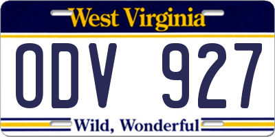 WV license plate ODV927