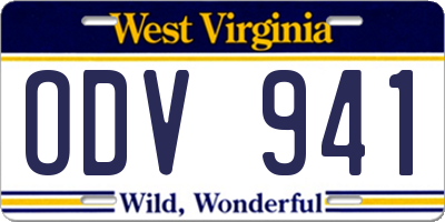 WV license plate ODV941