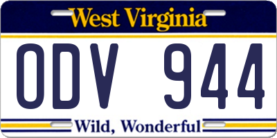 WV license plate ODV944