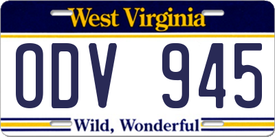 WV license plate ODV945