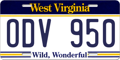 WV license plate ODV950