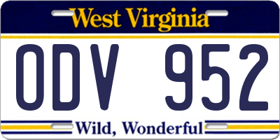WV license plate ODV952