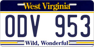 WV license plate ODV953