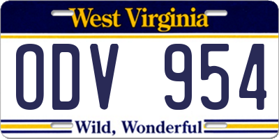 WV license plate ODV954