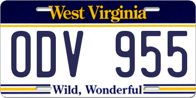 WV license plate ODV955