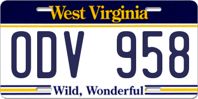 WV license plate ODV958