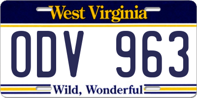 WV license plate ODV963