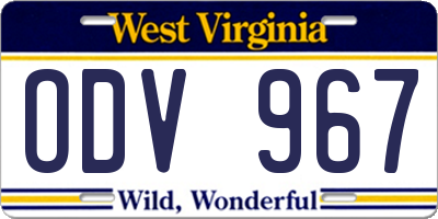 WV license plate ODV967