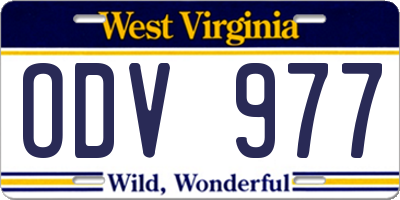 WV license plate ODV977