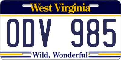 WV license plate ODV985