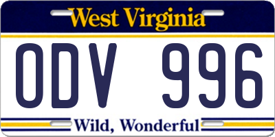 WV license plate ODV996
