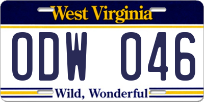 WV license plate ODW046
