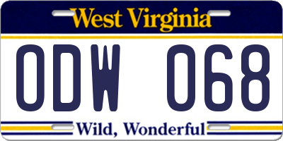 WV license plate ODW068