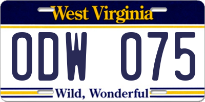 WV license plate ODW075