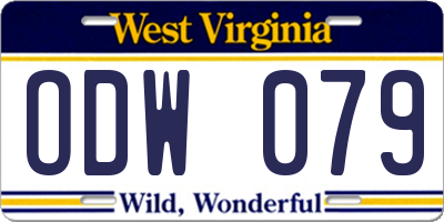 WV license plate ODW079