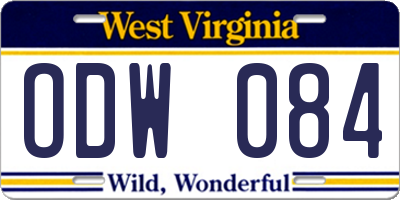 WV license plate ODW084